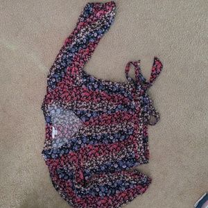 American eagle XS faux wrap floral top